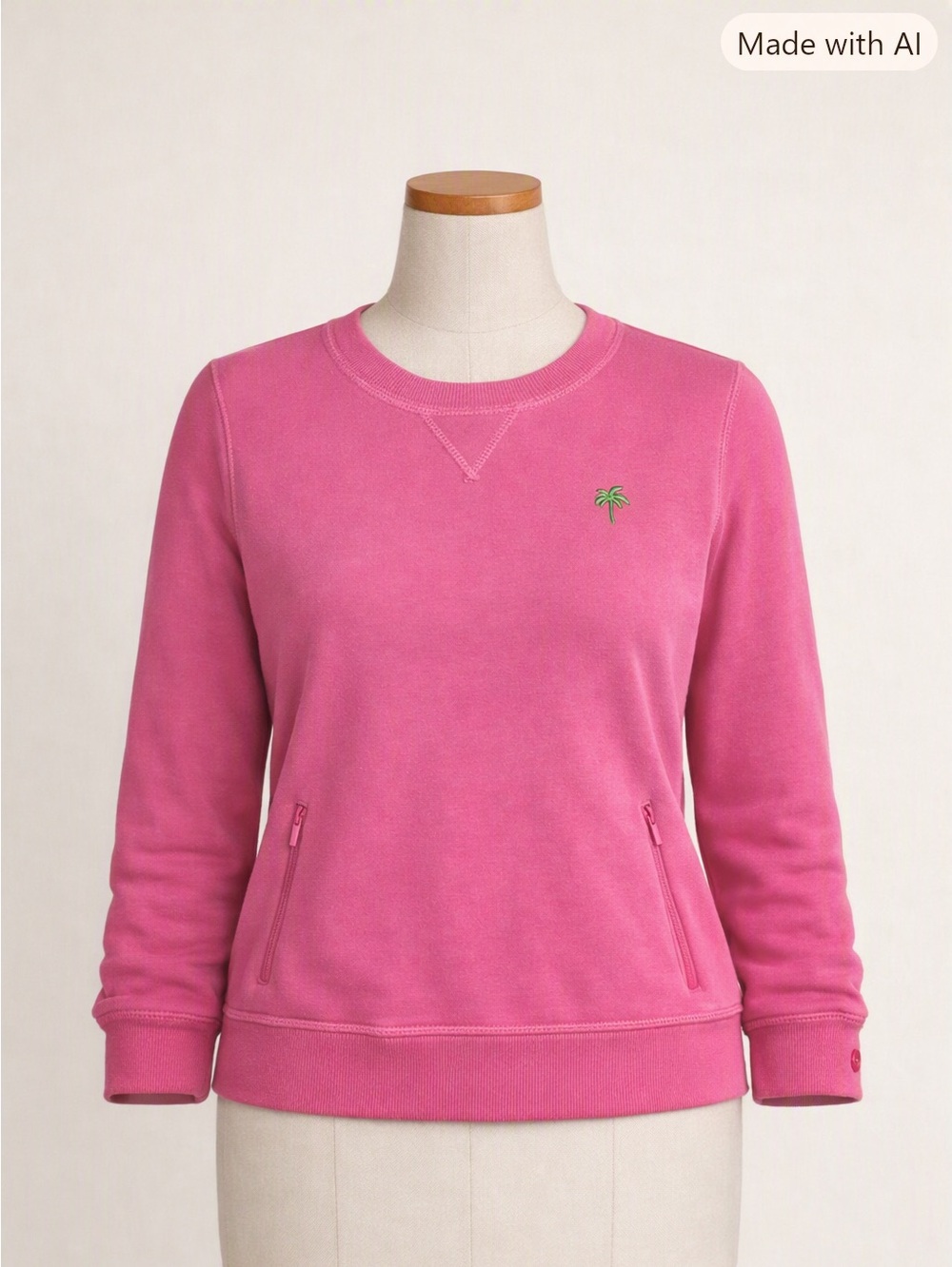 Lilly Pulitzer Hot Pink Crewneck Sweatshirt with Palm Embroidery